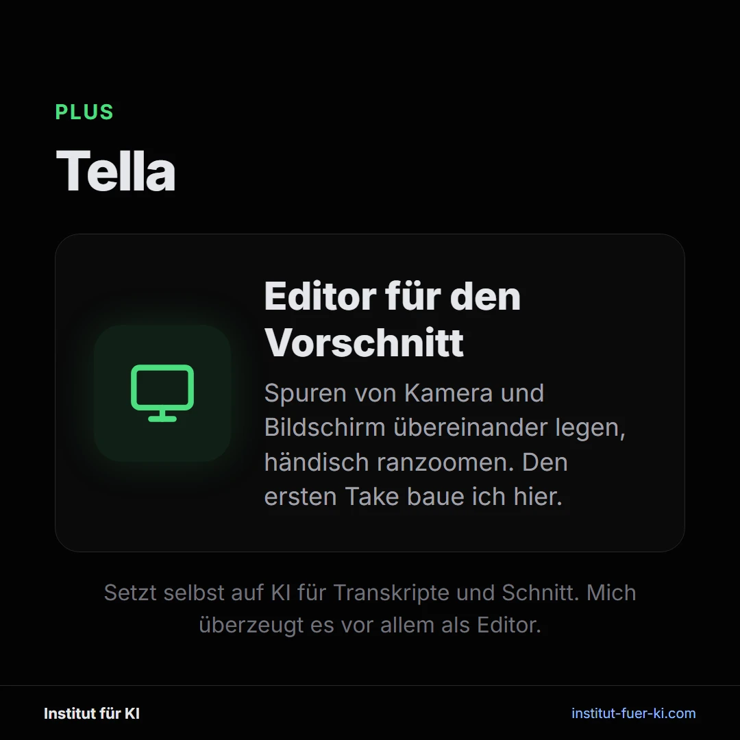 Tella als Editor für den Vorschnitt von Videos